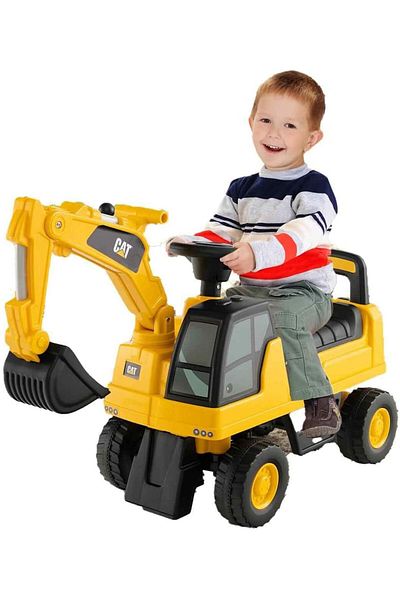 TOY LAND Cat Excavator Construction Foot to Floor Ride On Push Car for Toddlers