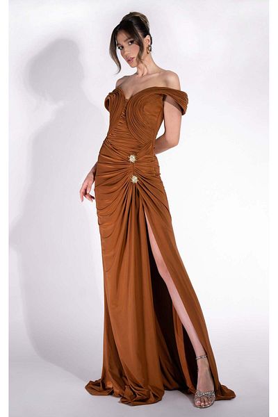BOGAS Radiancia Brown Long Women's Dress