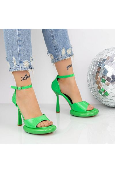 mei Sandale Dama cu Toc subtire si Platforma 2KV72 Verde Mei