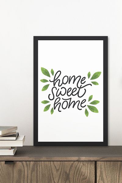 Zevahir Mobilya Dekorasyon 1 Piece Home Sweet Home Written Wooden Black Frame Look Mdf Table