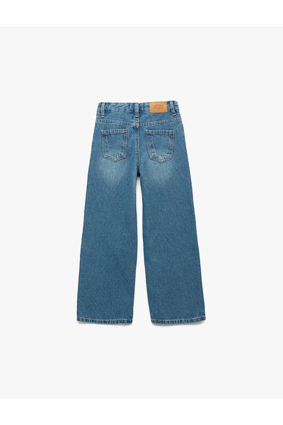 Koton Wide Denim Trousers with Cotton Pocket Detail