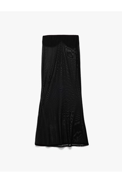Koton Transparent Draped Floral Accessory Detailed Tulle Long Pareo Skirt
