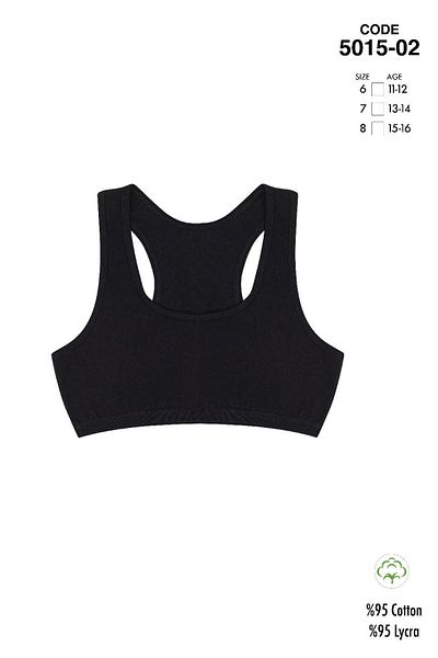 Cicito Girl's Cotton Lycra Black Half Undershirt 3 Pack 5015