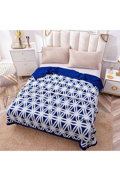 FIONNA.RO Cocolino Blanket With Fur - Navy Blue