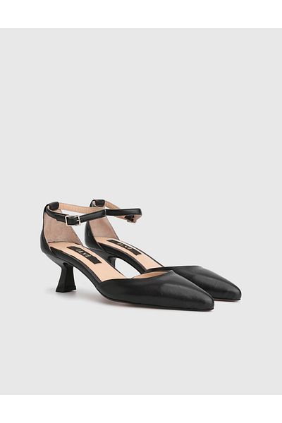 İLVİ Khriso Genuine Leather Black Women's Heeled Shoes
