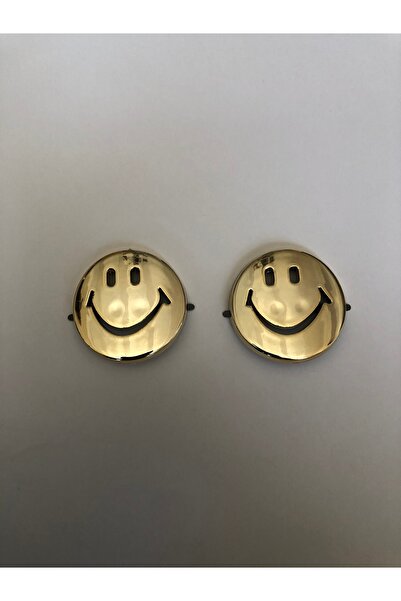 KumaşEvi Altın Renk Smile Ayakkabı Tokası – 3 cm Plastik Gülümseyen Charm Aks...