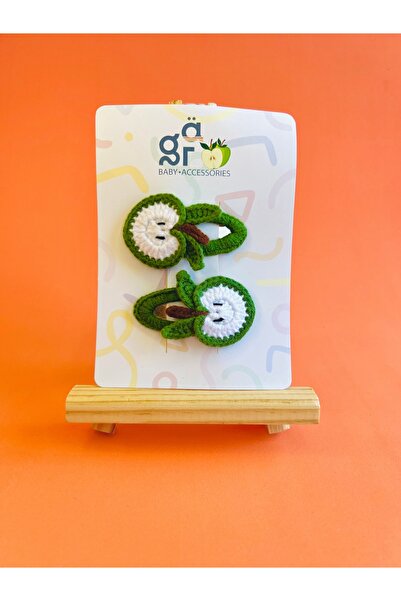 Gra Baby Accessories Örgü 2li Çıt Çıt Toka Yeşil Elma