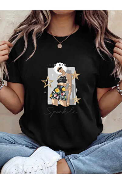 Sarah's Boutique Tricou de damă – 100% bumbac – Minimalist „SPARKLE”