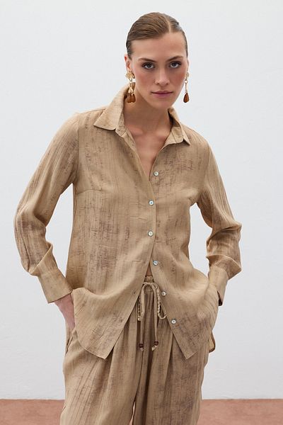 Sateen Cămașă casual cu model - Camel