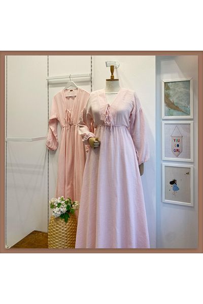 Faya Boutique Φόρεμα Matin από ύφασμα από μουσελίνα μωρό ροζ