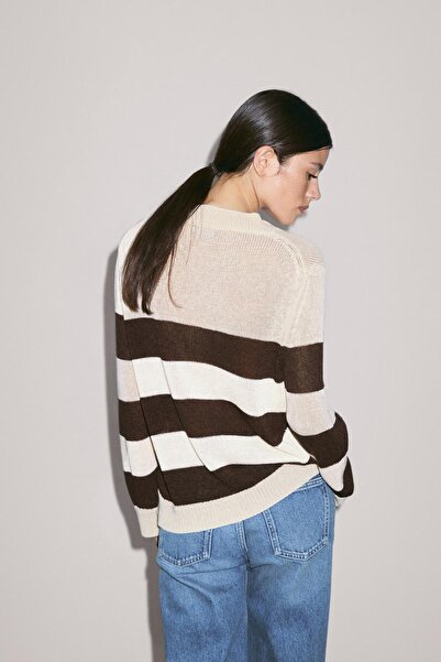 Massimo Dutti Çizgili pamuklu triko kazak