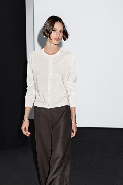 Massimo Dutti Bisiklet yaka yün karışımlı triko hırka