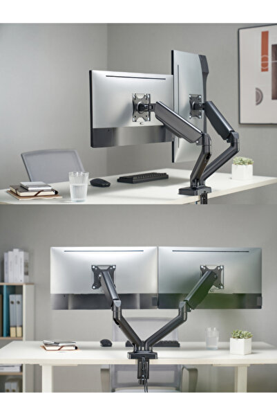 Digitus Çiftli Gaz Basınçlı Monitör Kolu 17 "-32" 9kg Mikrofon-Ses / USB çıkışlı