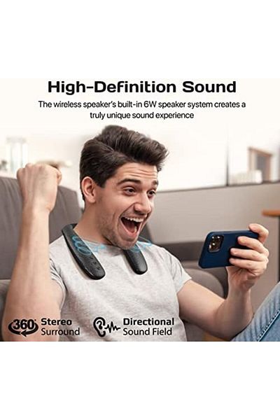 Promate Bluetooth 5.0 Neckband Speaker, Premium HD Stereo Sound Wearable Speaker with 360-Degree Sou