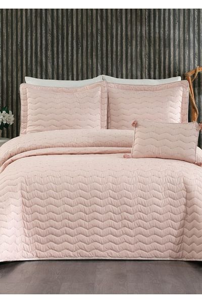 Sivalde Perla Powder Double Bedspread Set 4 Pieces