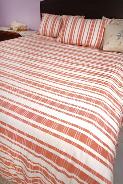 Defne&Apollon İpekçilik 100% Cotton Hand-Woven Duvet Cover Set Double 220 X 250 cm - Red Striped