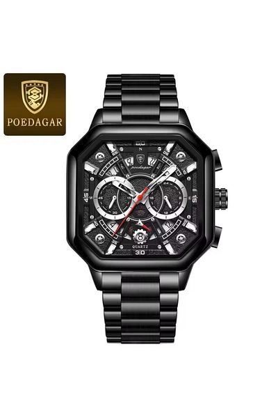 POEDAGAR Premium Stainless Steel Full Function 3 Atm Waterproof Luxury Men Wristwatch