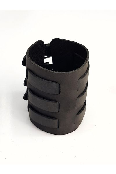 aysefe Genuine Leather 3 Belts Wide Ottoman Janissary Bracelet