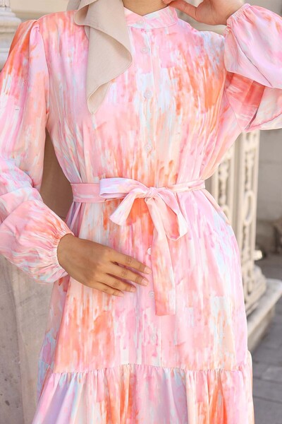 benguen Φόρεμα Hijab με σχέδιο Πορτοκαλί 574