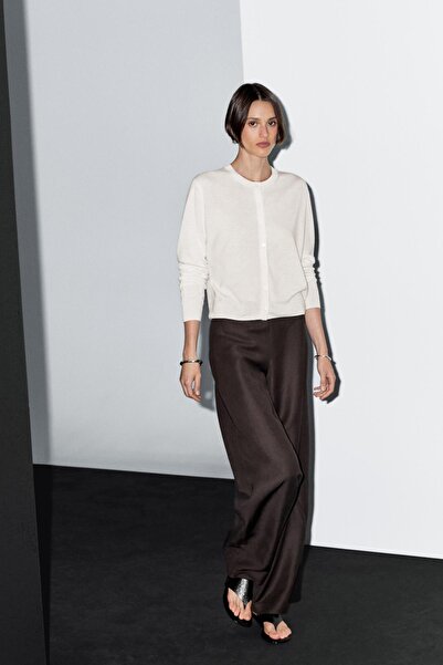 Massimo Dutti Bisiklet yaka yün karışımlı triko hırka