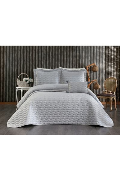 Sivalde Perla Gray Double Bedspread Set 4 Pieces