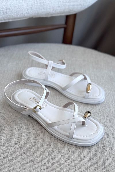 MODAADAM Sandale Robena Flip Flops pentru damă - albe