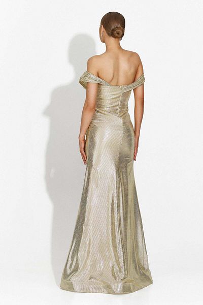 BOGAS Women's Long Dress Beige-gold Stephane
