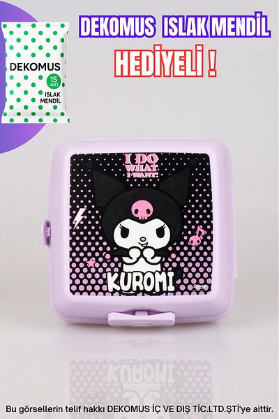kuromi New Season Licensed with Dekomus Kuromi 2-Layer Lunch Box / Lunch Box "With Wet Wipes as a Gift"