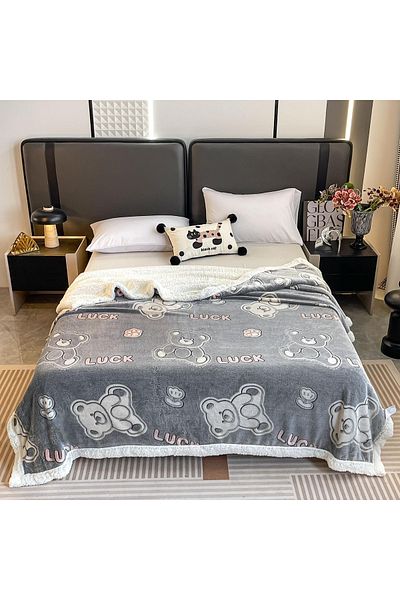 FIONNA.RO Cocolino Blanket With White Fur 200x230cm - Lucky Bear