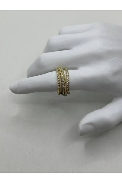 lysiaaccessory 3-Piece Stone Combination Steel Ring Set – Gold Color White Stone