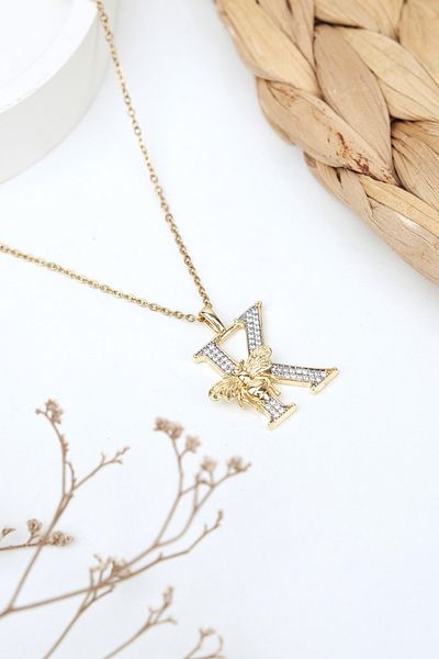 Jack Ferrero Luxury Steel/Not Darkening /Women's Letter Necklace