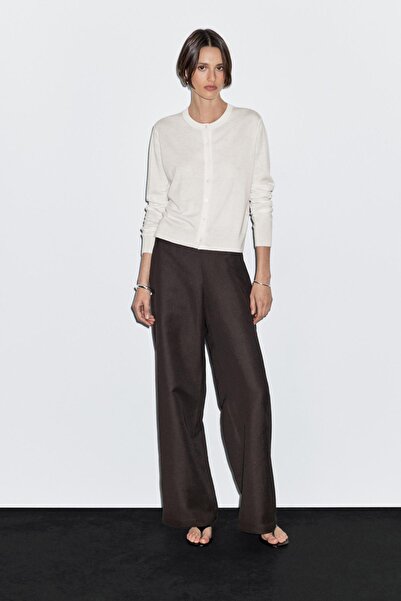 Massimo Dutti Bisiklet yaka yün karışımlı triko hırka