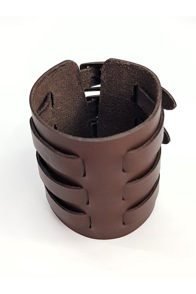 aysefe Genuine Leather 3 Belts Wide Ottoman Janissary Bracelet