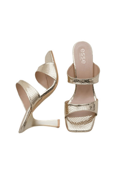 ESSE CO Lumière Kadın Çift Bant Fransız Topuk Şık Terlik