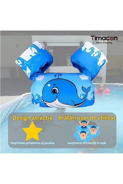 Tim Vestă cu Aripioare Înot Gonflabile pentru Copii – Timacon