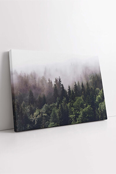 KOSS Dijital Πίνακας σε καμβά με ομιχλώδη τοπία δάσους, ζωγραφική με ομιχλώδη...