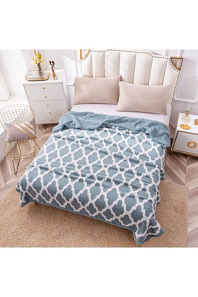 FIONNA.RO Cocolino Blanket With Fur - Light Blue