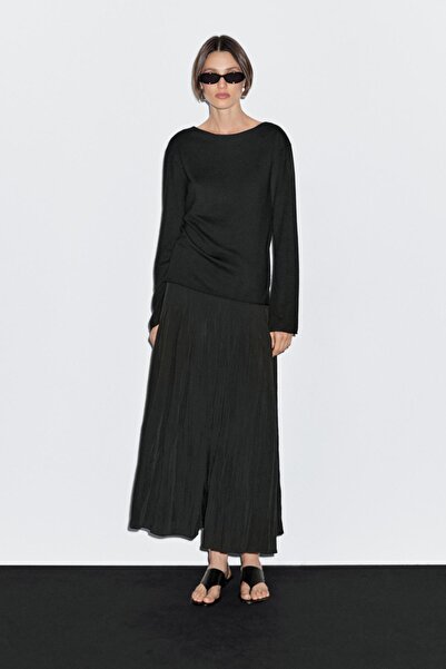 Massimo Dutti Yün karışımlı kayık yaka kazak