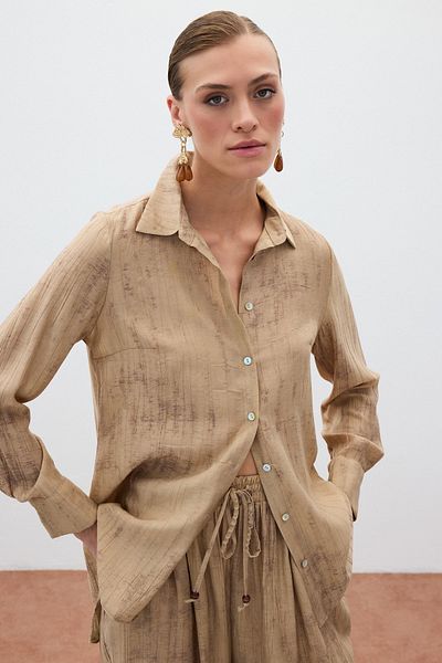 Sateen Cămașă casual cu model - Camel