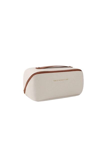 The Casius. Organizator cosmetic cu capacitate mare pentru articole de toaletă, potrivit pentru călătorii, dimensiune 23,5x10x17 cm - Alb