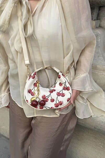 LEONAS Geantă de mână și de umăr pentru femei Cherry Charm Gift Alyona din piele cu model cireș