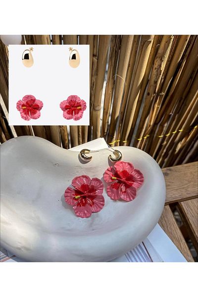 lysiaaccessory Zr Model Ring Flower Earring Set