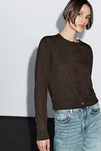 Massimo Dutti Bisiklet yaka yün karışımlı triko hırka