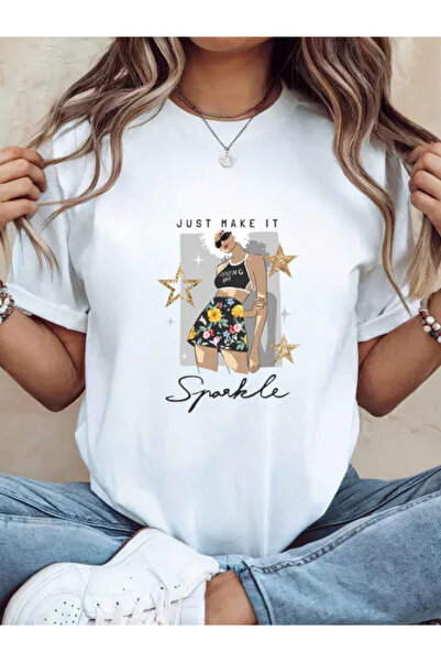 Sarah's Boutique Tricou de damă – 100% bumbac – Minimalist „SPARKLE”