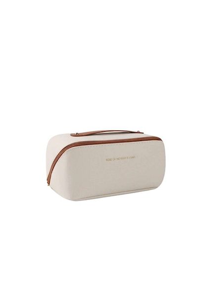 The Casius. Organizator cosmetic cu capacitate mare pentru articole de toaletă, potrivit pentru călătorii, dimensiune 23,5x10x17 cm - Alb