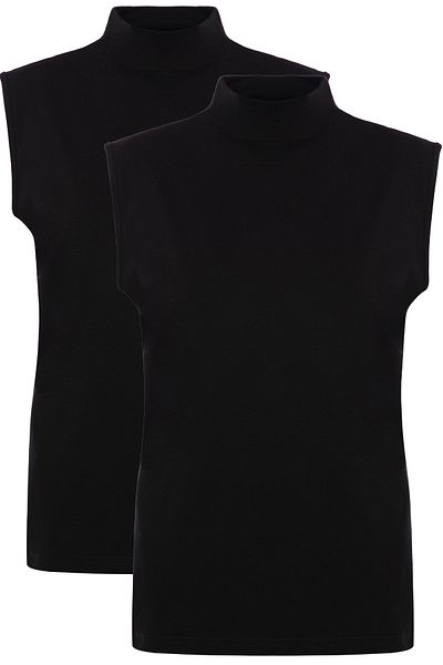 TOLIN Women's 2 Pack Zero Sleeve Cotton Lycra Turtleneck Undershirt 1257