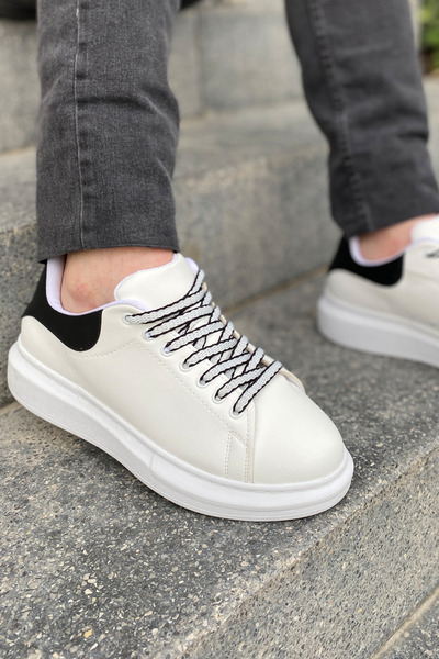 Baybonza حذاء لويس أ كوستا LC107 للرجال ذو ظهر أبيض وأربطة سوداء