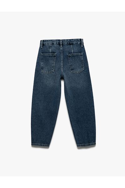 Koton Stone Detailed Cotton Relaxed Fit Denim Trousers