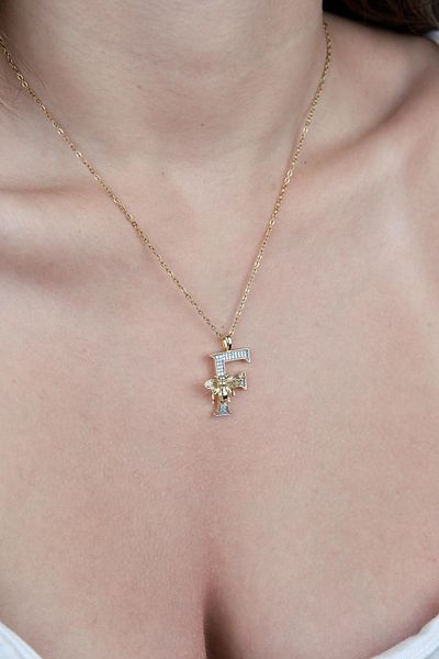 Jack Ferrero Luxury Steel/Not Darkening /Women's Letter Necklace