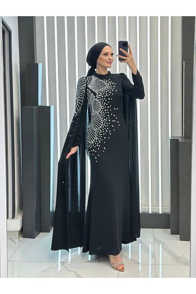 MERETTO By Akıl Βραδινό φόρεμα Suzana Fabric Judge Collar Stone Cape με λεπτομέρεια με επένδυση